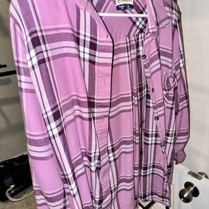 Magellan Outdoors Purple Plaid Button Down Shirt